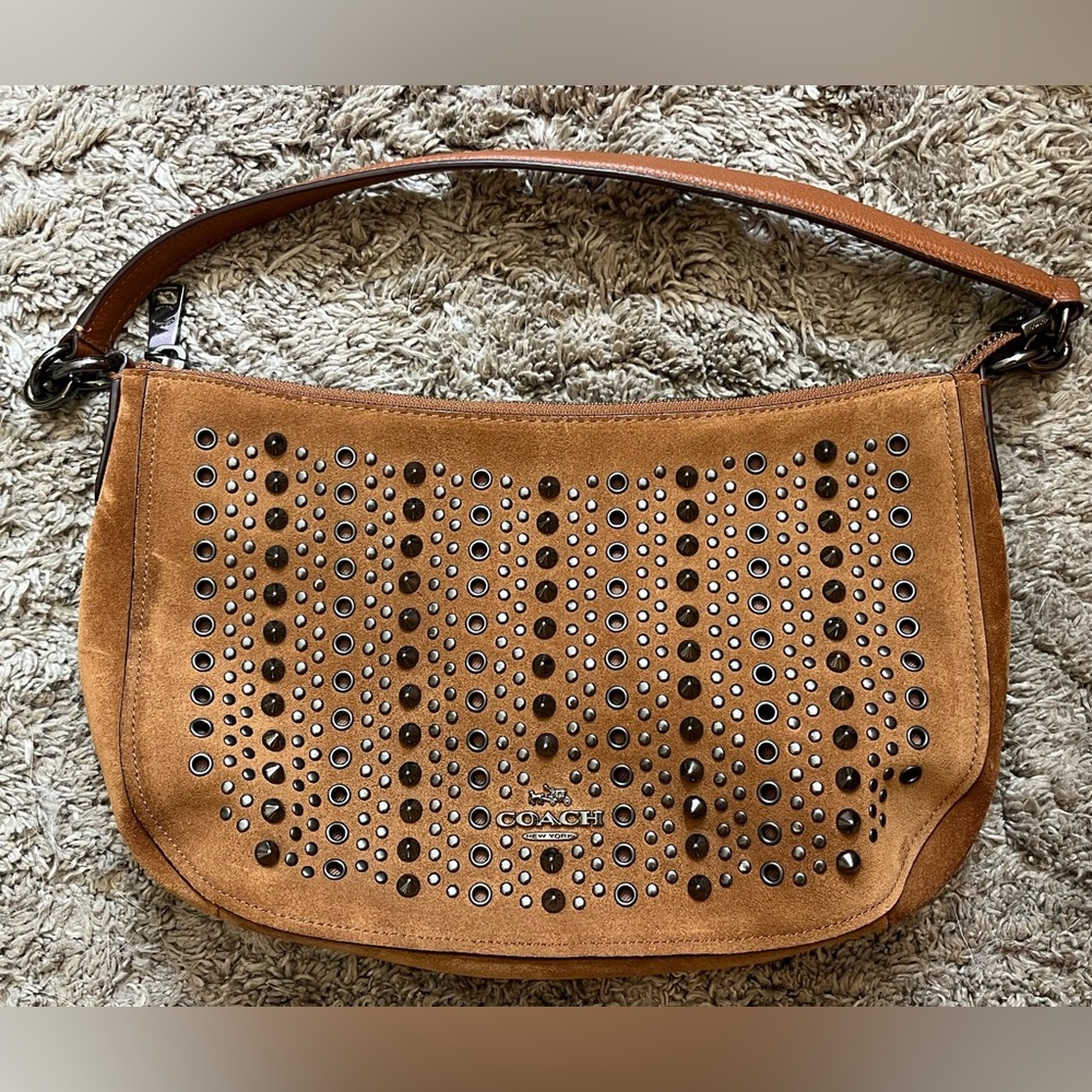 Coach Tan Sued Shoulder Bag